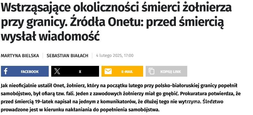 Samobój na granicy (luty 2025)